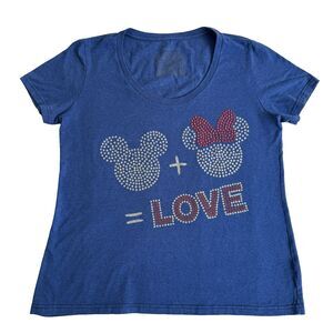 Women's Disney Store Mickey Minnie Equal Love TShirt Bling Glitter Misses Sz XL